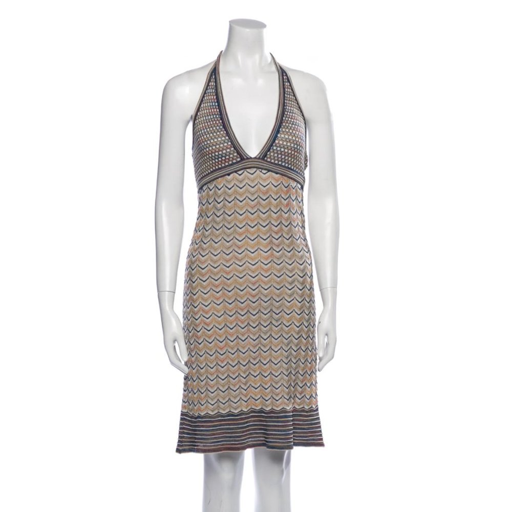 M Missoni Halter striped knee-length dress